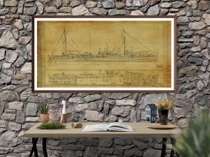 USS Israel Blueprint - Ship Blueprint, Ship Drawing, Boat Blueprint, Old Ship Blueprint, Ship Poster, Navy Destroyer Blueprint, Warship