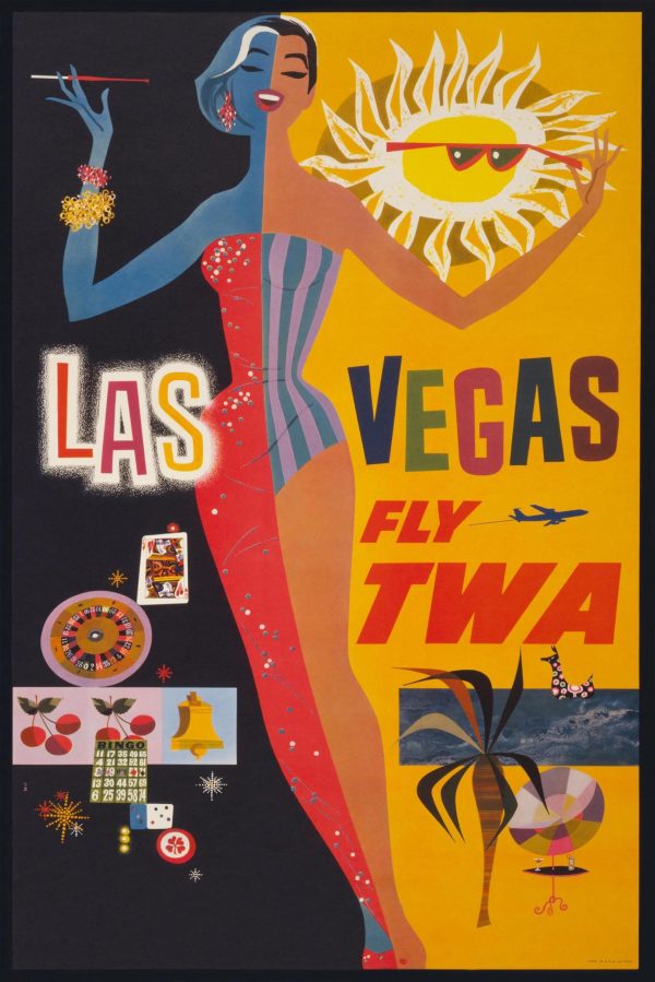 Las Vegas Airline Poster - Retro Airline Art, Vintage Las Vegas Travel, 1960s Poster, Classic Airline Advertisement, Mid-Century Decor