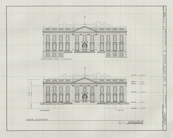 The White House Blueprint Drawing - Executive Mansion Blueprint, White House Drawing, President Art, Home Decor, Wall Decor, Blueprint Decor