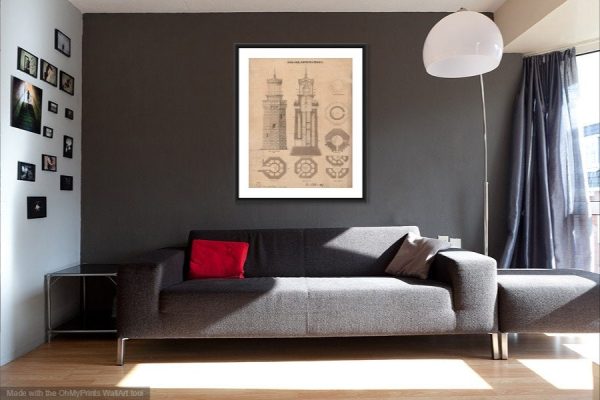 Navesink Twin Lights Lighthouse Blueprint - New Jersey Lighthouse, Lighthouse Print, Maritime Poster, Beach House Decor, Lighthouse Poster