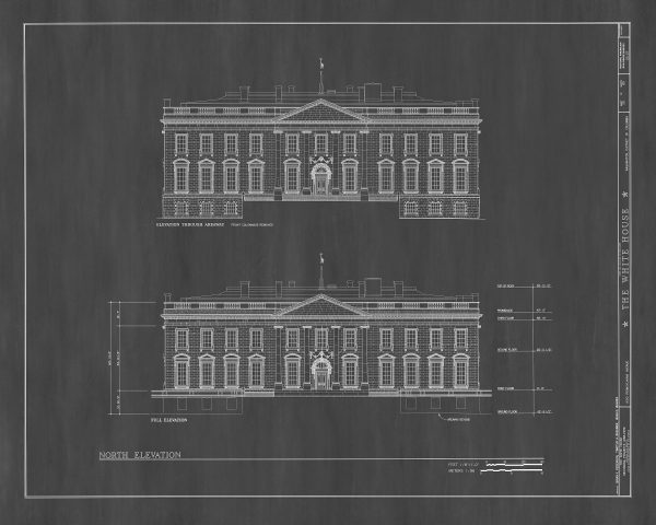 The White House Blueprint Drawing - Executive Mansion Blueprint, White House Drawing, President Art, Home Decor, Wall Decor, Blueprint Decor