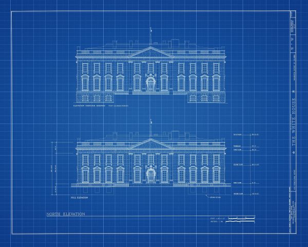 The White House Blueprint Drawing - Executive Mansion Blueprint, White House Drawing, President Art, Home Decor, Wall Decor, Blueprint Decor