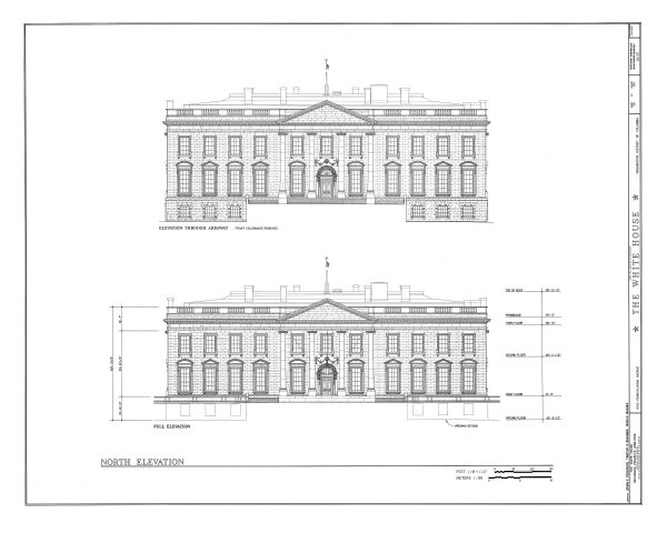 The White House Blueprint Drawing - Executive Mansion Blueprint, White House Drawing, President Art, Home Decor, Wall Decor, Blueprint Decor