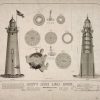 Minot's Ledge Lighthouse Blueprint - Massachusetts Lighthouse, Lighthouse Print, Maritime Poster, Beach House Decor, Lighthouse Poster