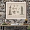 Minot's Ledge Lighthouse Blueprint - Massachusetts Lighthouse, Lighthouse Print, Maritime Poster, Beach House Decor, Lighthouse Poster