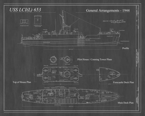 Navy Landing Craft Blueprint - Ship Blueprint, Ship Drawing, Boat Blueprint, Old Ship Blueprint, Ship Poster, Warship Blueprint, Navy LCI