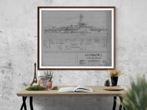 USS Eagle Blueprint - Ship Blueprint, Ship Drawing, Navy Patrol Craft Blueprint, Old Ship Blueprint, Ship Poster, Warship Blueprint