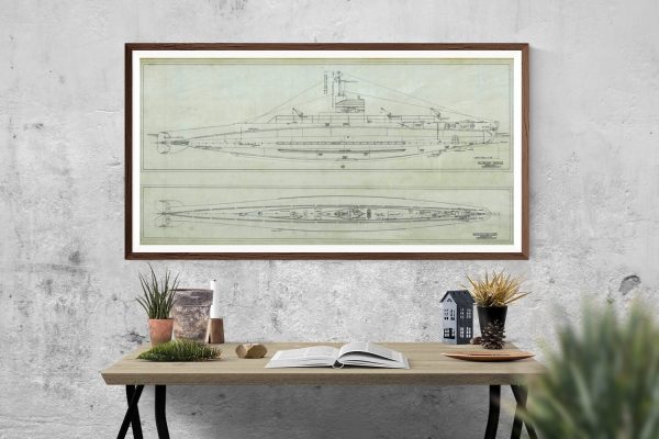 USS H-4 Submarine Blueprint - Submarine Drawing, Nautical Poster, Ship Blueprint, Battleship Blueprint, Old Sub Blueprint, Navy Blueprint