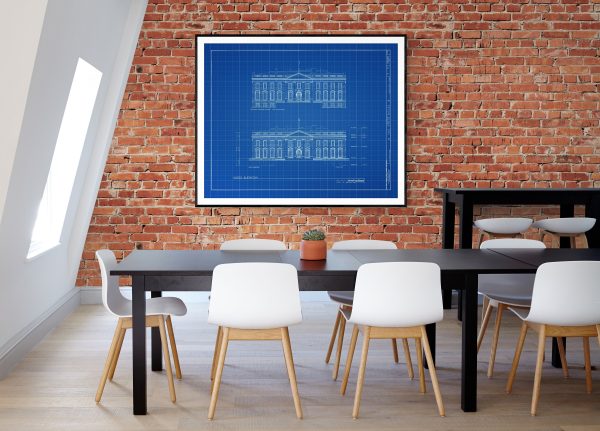 The White House Blueprint Drawing - Executive Mansion Blueprint, White House Drawing, President Art, Home Decor, Wall Decor, Blueprint Decor