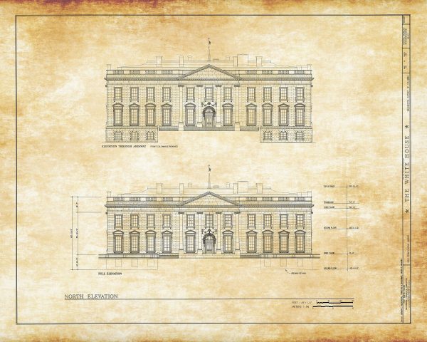 The White House Blueprint Drawing - Executive Mansion Blueprint, White House Drawing, President Art, Home Decor, Wall Decor, Blueprint Decor