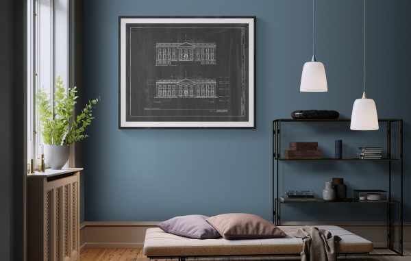 The White House Blueprint Drawing - Executive Mansion Blueprint, White House Drawing, President Art, Home Decor, Wall Decor, Blueprint Decor