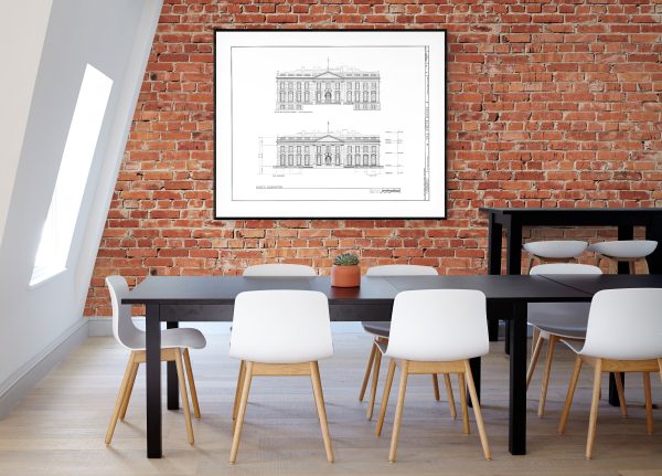 The White House Blueprint Drawing - Executive Mansion Blueprint, White House Drawing, President Art, Home Decor, Wall Decor, Blueprint Decor