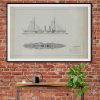 USS Marblehead Ship Blueprint 1892 - Ship Blueprint, Sail Ship Drawing, Boat Blueprint, Old Ship Blueprint, Sail Ship Poster, Navy Blueprint
