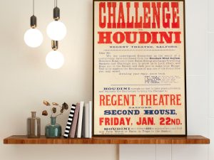 Houdini Challenge Show Poster - Magic Poster, Magician Art, Illusionist Poster, Magic Show Poster, Illusion, Vaudeville Poster, Houdini Show
