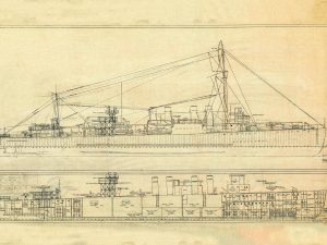 USS Gillis Blueprint Drawing - Navy Ship Blueprint, Battleship Blueprint, Old Ship Blueprint, Navy Ship Poster, Warship Blueprint