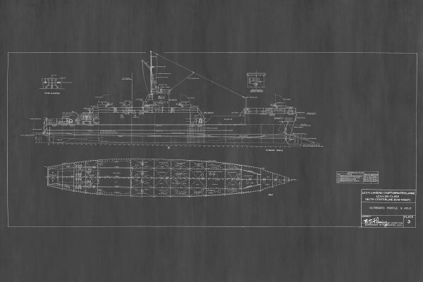 Navy Landing Craft Infantry Blueprint Drawing - Navy Ship Blueprint, LCI Blueprint, Old Ship Blueprint, Navy Ship Poster, Warship Blueprint