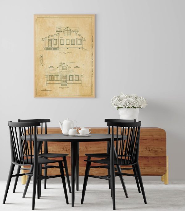 Humboldt Bay Fog Signal Keepers Dwelling Elevation Drawing - California Lighthouse Print Poster, Nautical Poster, Beach House Decor