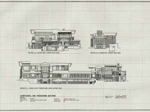 Dana–Thomas House Elevation Drawing – Frank Lloyd Wright House Design Poster, House Blueprint, Home Décor, Illinois Historic Building