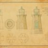 Portland Breakwater Lighthouse Blueprint - Maine Lighthouse, Lighthouse Print, Bug Light Poster, Beach House Décor, Nautical Poster Print,