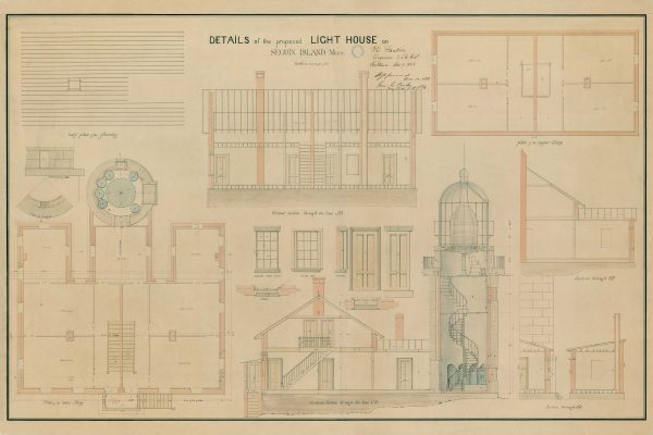 Seguin Island Lighthouse Details Blueprint - Maine Lighthouse, Lighthouse Print, Maritime Poster, Beach House Décor, Nautical Poster Print