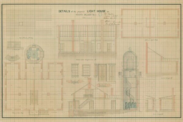 Seguin Island Lighthouse Details Blueprint - Maine Lighthouse, Lighthouse Print, Maritime Poster, Beach House Décor, Nautical Poster Print