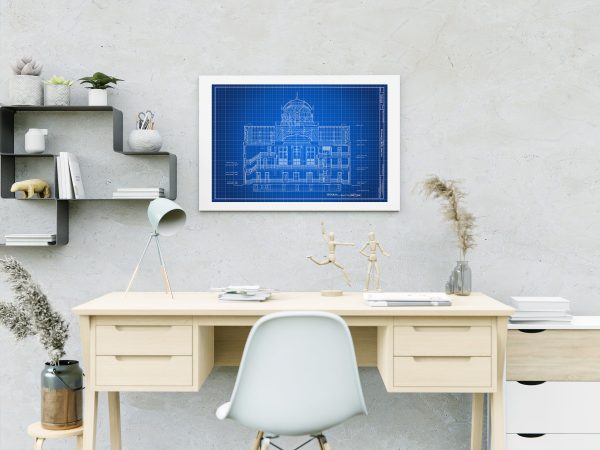 Colorado County Courthouse Section Drawing - Court Blueprint, Columbia Colorado Drawing, Law Firm Décor, Blueprint Decor, Lawyer Gift