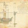 Baltimore Lighthouse Section Elevation Blueprint - Maryland Lighthouse, Lighthouse Poster Print, Beach House Décor, Nautical Décor Print