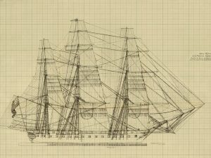 USS Constitution Sail Plan Drawing - Ship Blueprint, Ship Drawing, US Frigate Blueprint, Old Ship Blueprint Poster, Warship Blueprint