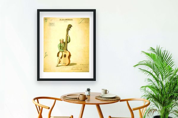 Antique Guitar Patent Print 1831 - Vintage Musical Instrument Art, Old Music Decor, Historical Guitar Poster, Music Room Wall Art