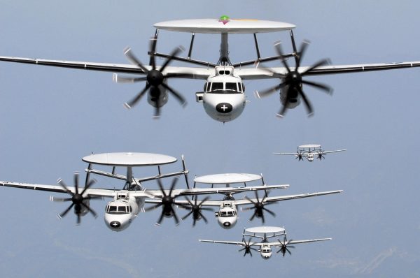 E-2C Hawkeye Airborne Early Warning Aircraft in Formation - U.S. Navy Aviation Art, Military Plane Decor, Aircraft Enthusiast Gift