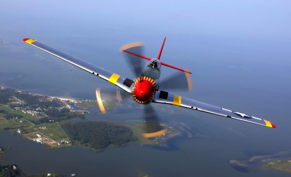 P-51 Mustang Fighter in Flight Print – WWII Era Aircraft Poster, Military Aviation Art, Classic Warbird Decor, Vintage Fighter Plane Print