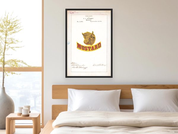 C.L. Stickney Mustard Trademark 1874 - Vintage Mustard Label Art, Retro Packaging Design, Antique Culinary Wall Decor, Kitchen Art