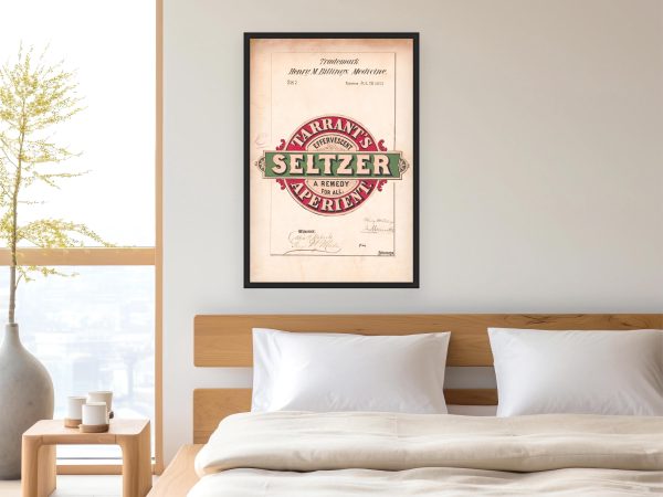Tarrant’s Seltzer Aperient Trademark 1871 Print - Vintage Medicine Label Art, Retro Medical Advertising, Antique Health Remedy Poster