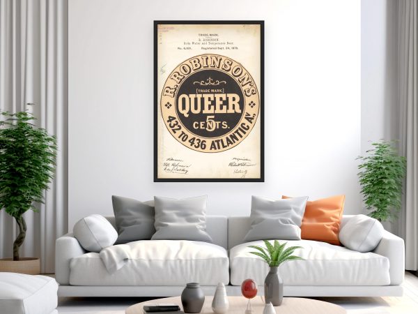 R. Robinson’s Queer Temperance Beer 1878 Poster - Vintage Beverage Branding, Classic Temperance Label Art, Retro Soda Collectible Print