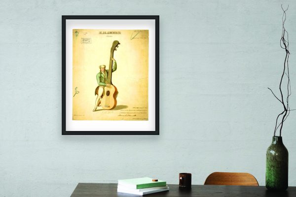Antique Guitar Patent Print 1831 - Vintage Musical Instrument Art, Old Music Decor, Historical Guitar Poster, Music Room Wall Art