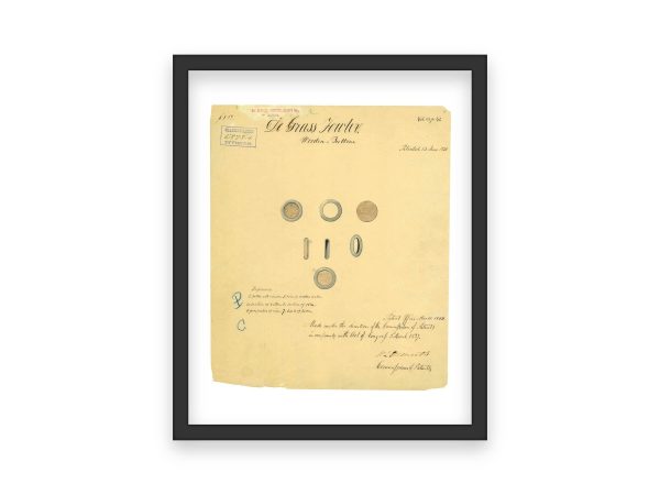 Wooden Buttons Patent Print 1831 - Vintage Sewing Art, Antique Button Design, Fashion History Decor, Unique Sewing Room Wall Art