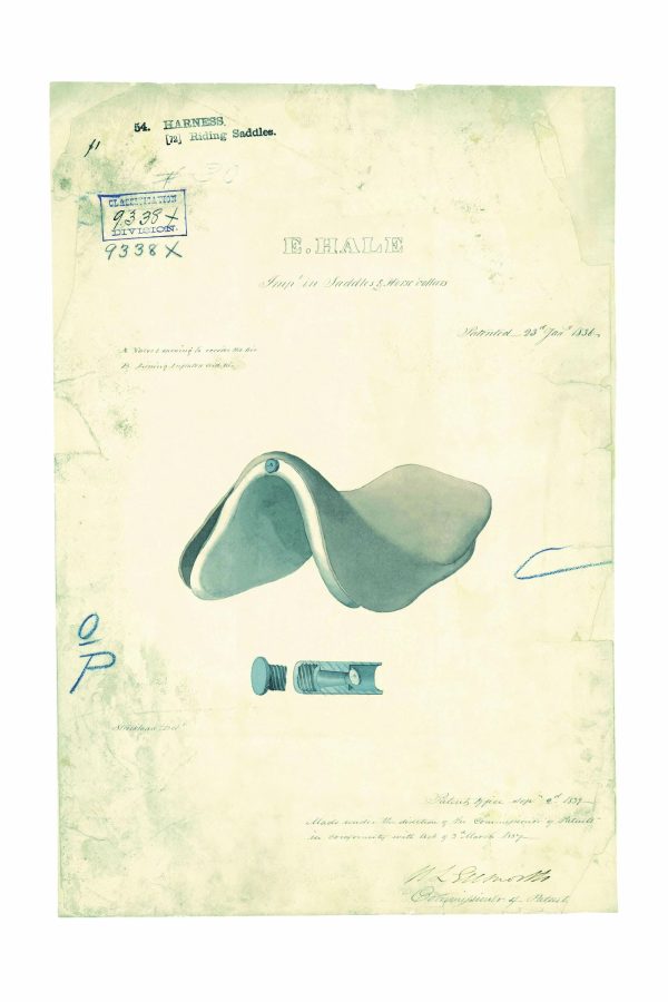 Saddle Patent Print 1836 - Vintage Equestrian Equipment, Antique Riding Saddle Design, Historical Horse Gear, Equestrian Gift