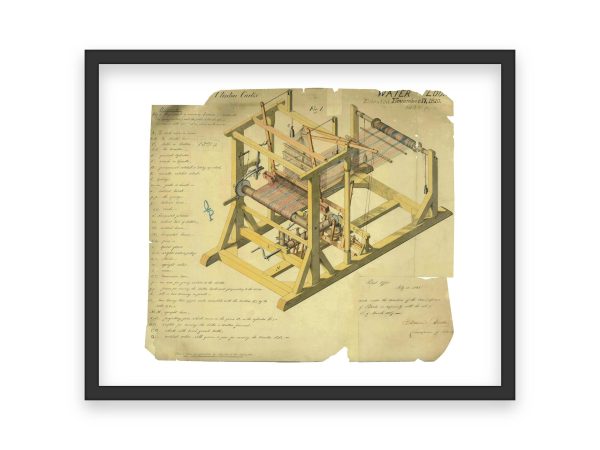 Water Loom Patent Print 1810 - Vintage Textile Decor, Historical Industrial Art, Antique Weaving Machinery, Rustic Home Wall Art