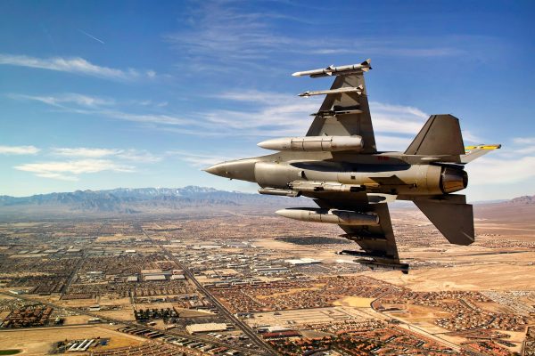 F-16 Fighting Falcon in Flight – USAF Military Jet Art, Supersonic Fighter Aircraft, Modern Aviation Decor, Fighter Jet Poster, Military Art
