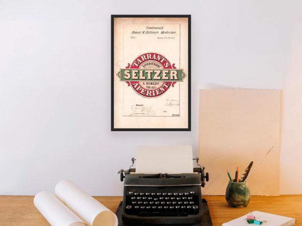 Tarrant’s Seltzer Aperient Trademark 1871 Print - Vintage Medicine Label Art, Retro Medical Advertising, Antique Health Remedy Poster