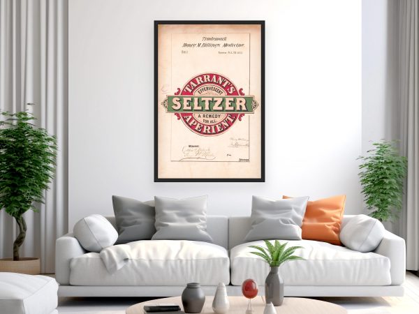 Tarrant’s Seltzer Aperient Trademark 1871 Print - Vintage Medicine Label Art, Retro Medical Advertising, Antique Health Remedy Poster