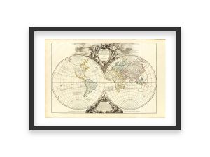 18th Century Orbis Vetus Map – Vintage World Map, Historic Double Hemisphere Chart, Early Global Geography, Reproduction Print