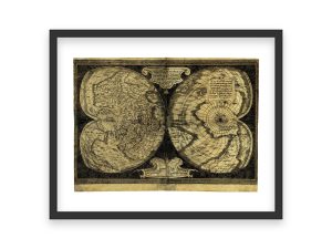 16th Century Gerardus Mercator Double Hemisphere Map – Antique World Map, Vintage Exploration Era Chart, Historic Reproduction Print