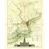 18th Century Philadelphia Map with Independence Hall Illustration - Early American City Planning and Colonial Era Landmarks