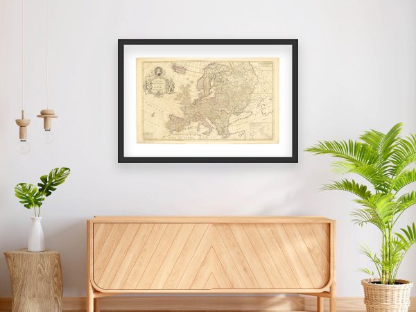 1740 Map of Europe - Queen Caroline Tribute Map, Detailed European Countries, Historic Geography and Borders, Royal Cartographic Design