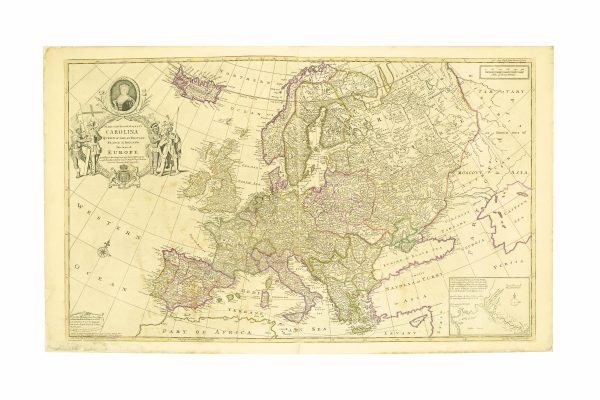 1740 Map of Europe - Queen Caroline Tribute Map, Detailed European Countries, Historic Geography and Borders, Royal Cartographic Design