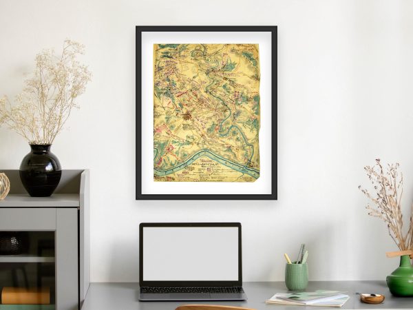 Detailed Battle of Antietam Map - Historic 1862 Civil War Battle Positions, Union and Confederate Forces, Topographical Overview