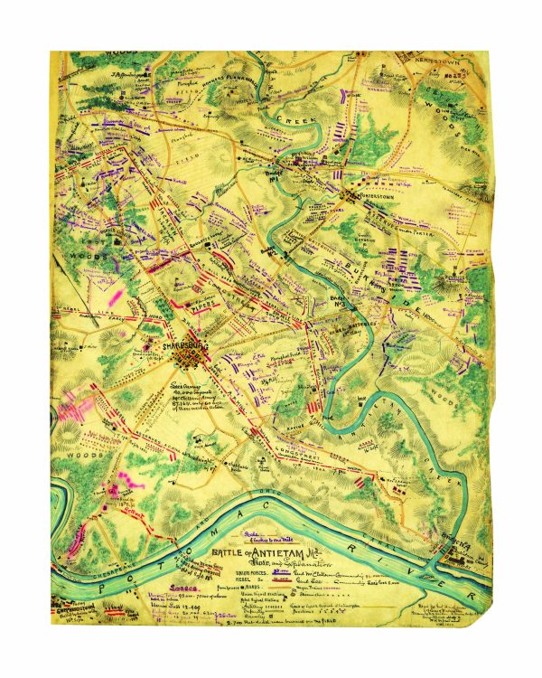 Detailed Battle of Antietam Map - Historic 1862 Civil War Battle Positions, Union and Confederate Forces, Topographical Overview