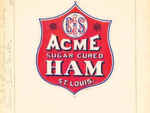 Acme Sugar Cured Ham Trademark 1891 Poster – Vintage Meat Branding, Classic St. Louis Food Label Art, Culinary Collectible Print
