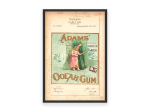 Adams’ Oolah Gum 1890 Poster – Vintage Chewing Gum Branding, Classic Confectionery Label Art, Retro Candy Collectible Print